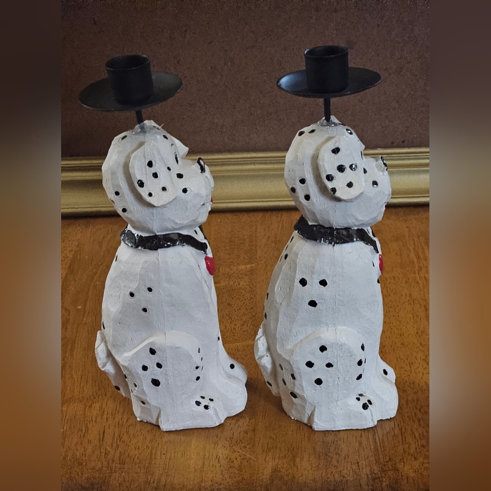 Dalmatian Dog Candle Holders - Black and White - Picture 2 of 9